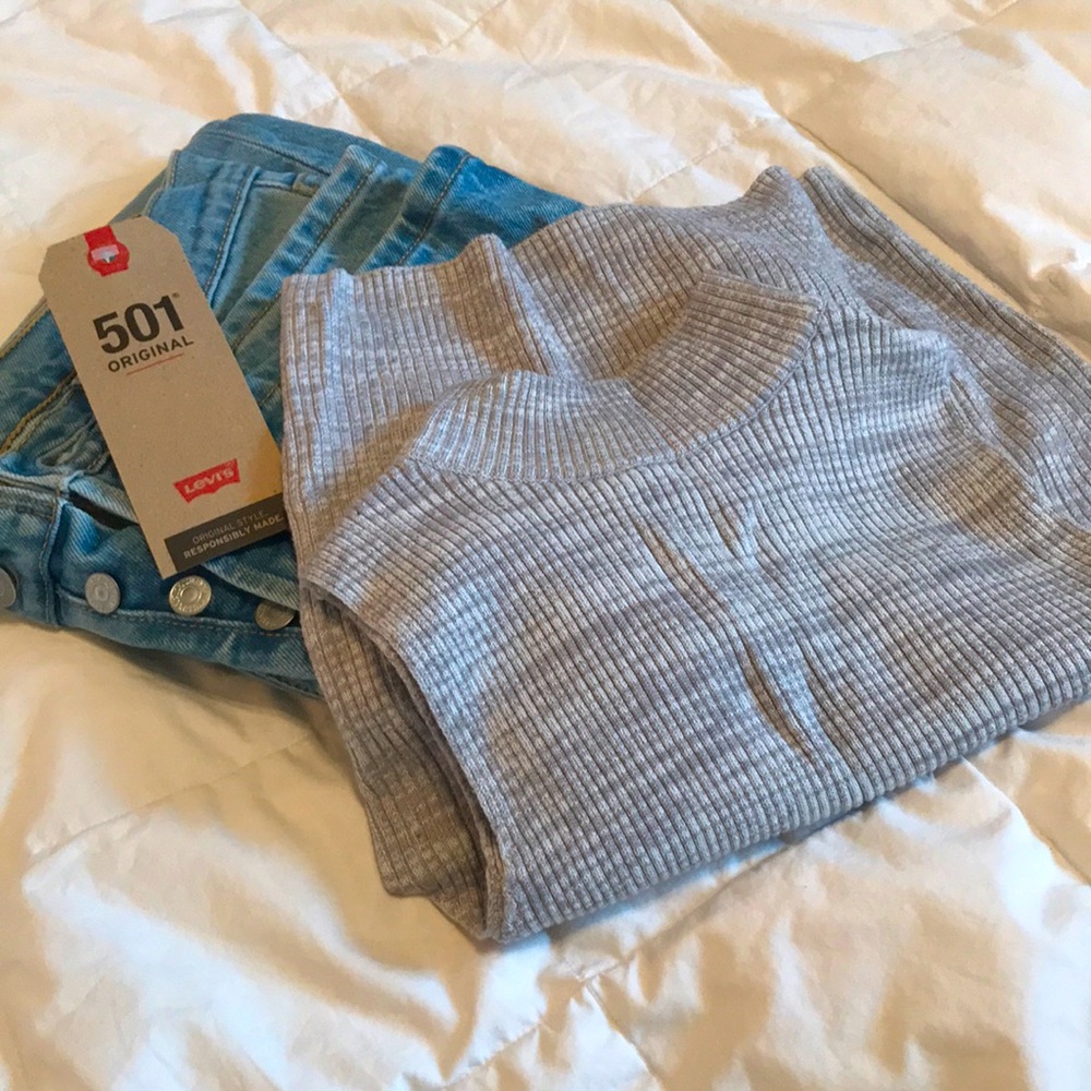 Heather Grey Knitted Turtle-neck Top by Alya